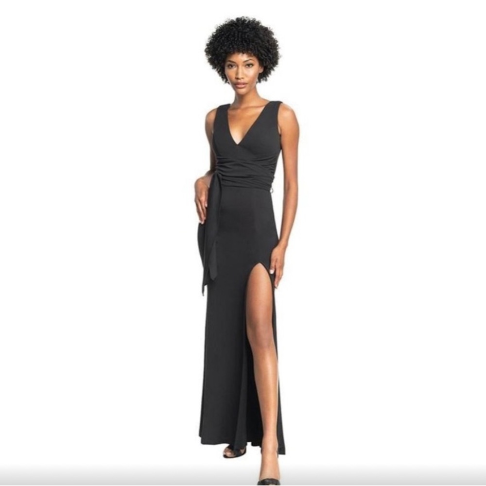 New DRESS THE POPULATION Maxi Dress Size S NEW Agathe Slit Black Gown Long LBD